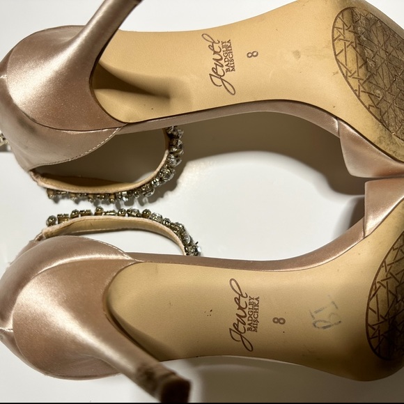 Badgley Mischka Satin Crystal Jeweled Heels - Picture 5 of 12